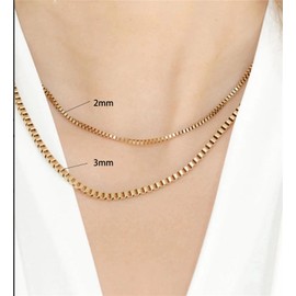 ALRNBY Gold Layered Necklace for Women Chunky Necklace Statement Choker Necklace Stack Diamond Shell Trendy Jewelry Gift(C3 3mm Gold Box Chain)