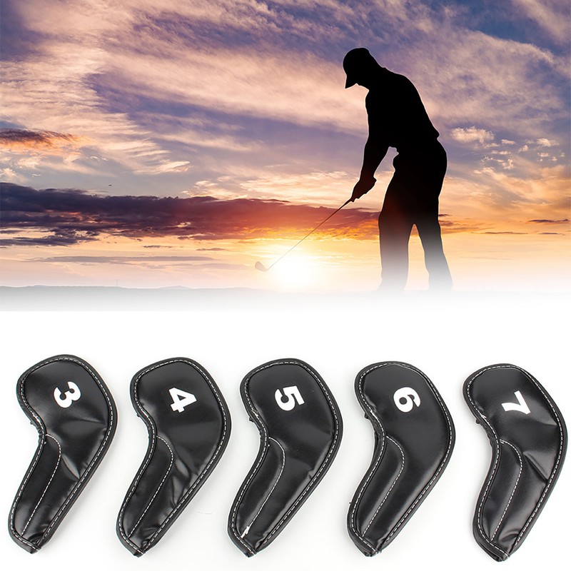 10pcs Golf Club Iron Head PU Covers Set Putter Protector
