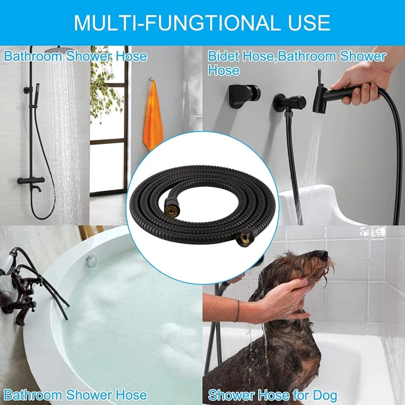 HIbbent 90'' All Metal Shower Hose, Extra Long Stainless Steel