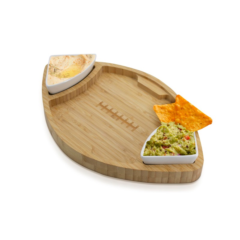 Eternal Living Football Shaped Bamboo Serving Tray, 3 Pieces Bamboo