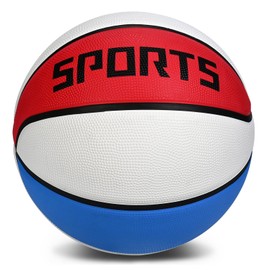 KUYOTQ Kids Teenagers Size 5 (70 cm) Premium Rubber Basketball - Indoor and Outdoor for Boys, Girls and Teenagers - Game & Sports - Gift Idea (Relaxed, Red/White/Blue)