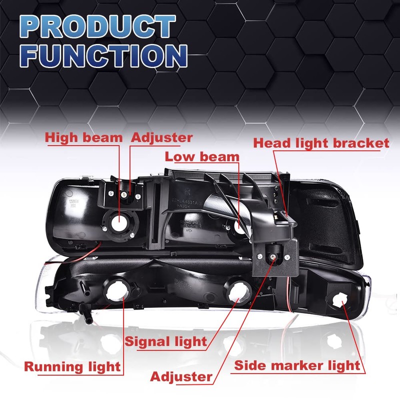 PIT66 LED DRL Headlight Assembly Compatible with Chevy Silverado 1999