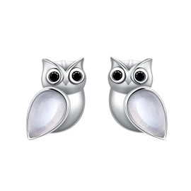 POTOPYY 925 Sterling Silver Animal Earrings Frog/Butterfly/Owl/Panda/Turtle/Dinosaur Studs Jewelry Gifts for Girls Animal Lovers, Plata de ley, Base