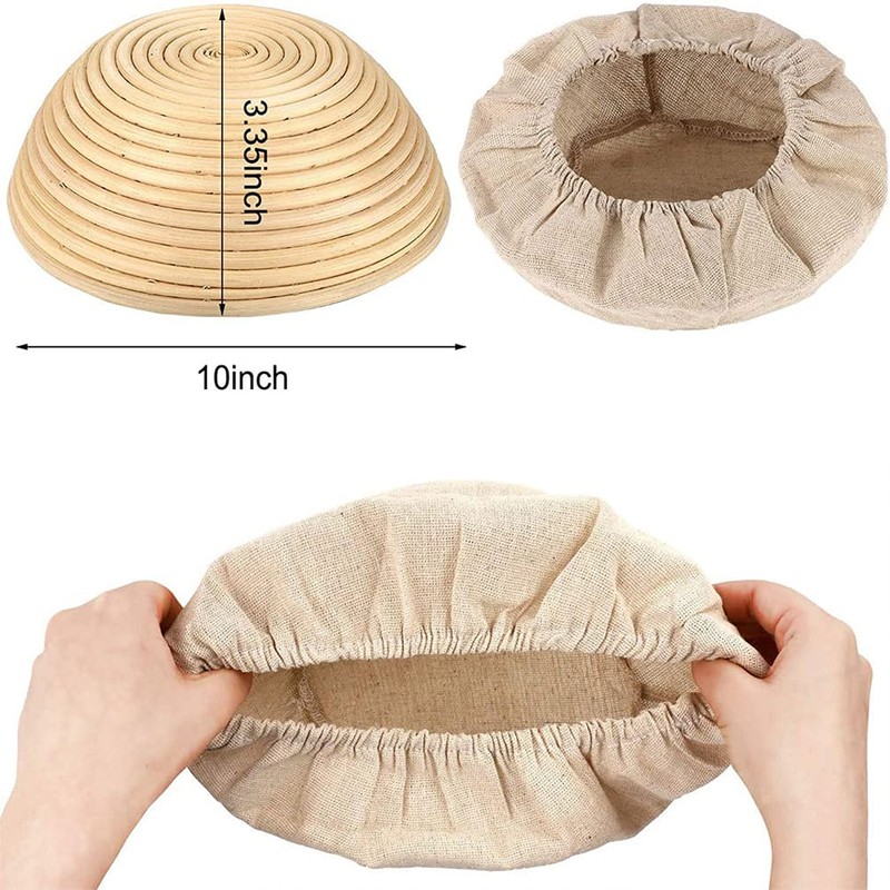 6 Packs Round Bread Proofing Basket Cloth Liner Rattan Baking