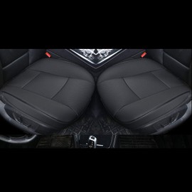 EDEALYN Car Seat Cushions Cover, 2pcs PU Leather Car Seat Covers Car Seat Protector for Car Driver and Passenger Seat Bottom (Width 20.8×deep 21×Thick 0.35 inch) (Black-B)