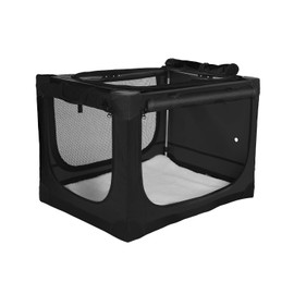 Deekuiwi 36 Inch Collapsible Travel Dog Crate for Medium Large Dogs, Portable Dog Crate 4-Door Foldable Soft Kennel with Chew-Proof Mesh Windows for Indoor & Outdoor Travel,with Storage Bag,Black