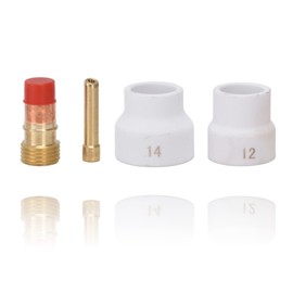 4Pcs TIG Welding Torch Set wig stubby gaslinse 2.4mm Gas Lens Tig Kit TIG Gas Lens Kit TIG Welding Torch Set White Ceramic Cup Short Bevel Electrode Holder Équipement de soudage TIG
