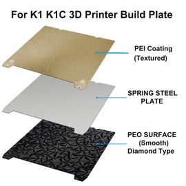 Sifrothy K1 K1C PEO PEI Build Plate, Diamond PEO+Textured PEI Flexible Spring Steel Sheet (No Magnetic Base)235x235mm for Creality K1/K1C/K1 SE/Ender 3 S1/Ender 3 V3 SE/KE/Ender 3 V2/Ender 5 S1