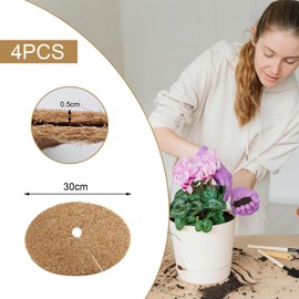 Hcunbsu Pack of 4 Coconut Mat Winter Protection for Plants 30 cm, Coconut Mat Plants, Coconut Mats Coconut Disc Coconut Mulch Disc for Sustainable Plant Protection, Cold Protection, Frost, Protection