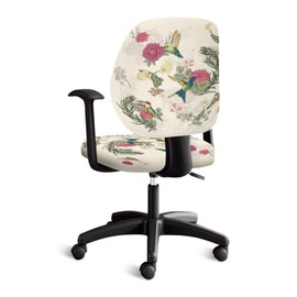 ELEDIZI Vintage Hummingbird Office Chair Cover Stretch Elastic Computer Desk Rotating Chair Seat Back Covers Stretchable Desk Chair Cover 2 Piece Universal Chair Covers Polyester Soft Breathable