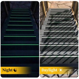 CARGEN Non Slip Grip Tape with Glow in Dark Stripe, High Friction Deck Grip Tape Strips Anti Skid Tape for Steps Outdoor Basement Stair Treads, 6 x 24 Inch, 10-Pack