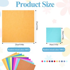 100 Pcs Cotton Fabric Squares, 10 X 10 Inch, 4 X 4 Inch Solid Color Quilting Fabric Bundle, Precut Patchwork Sewing Scrap for DIY Crafts, Clothing, Quilting