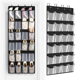 Fonyiunce Over the Door Organiser for Shoes, 24 Pockets Storage Bag, Mesh Pockets, Shoe Organiser, Hanging, Multifunctional Hanging Organiser for Bedroom, Living Room, Bathroom