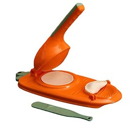 BEEK 503T 2-in-1, Manual Dough Press, Skin Shape, Automatic Machine, Ravioli Empanada Maker, Moulds, Dumpling Cutter (Orange), Acrylic