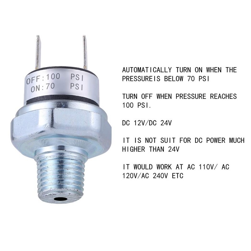 Air Pressure Switch 70-100 PSI Pressure Switch 1/4"-18 NPT 24V