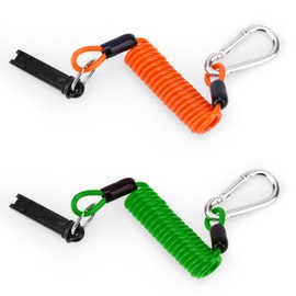 lasuroa 2pcs Trailer Brake Away Cables, 4ft High Rebound Spring Coiled Breakaway Cables with Latch Safety Emergency Breakaway Switch Towing Wire for RV Trailer Camper (Orange, Green)