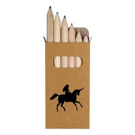Azeeda 6 x 'Girl and Unicorn' Short 85mm Pencils/Coloured Pencil Set (PE00067004)