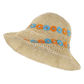 XINCHI Sun Protection Hat Women's Straw Sun Hat Sun Protection Straw Hat Beach Hat Flowers Summer Hat Foldable Breathable Women's Hat for Outdoor Beach Travel Holiday