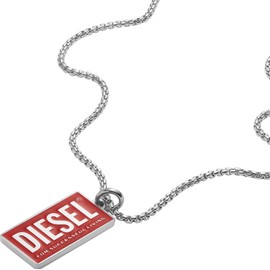 Diesel Necklace for Men Single Dogtags, Length: 550-600mm, Width: 14.8mm, Height: 26mm Silver Stainless Steel Necklace, DX1368040