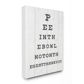 Stupell Industries Bathroom Seeing Eye Chart Pee in The Bowl Phrase Wall Art