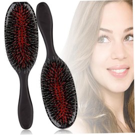 Boar Bristle Hair Brush, 8.5x2.6 inch Hair Extension Brush with Comfortable Grip, Soft Natural Bristles Comb Paddle Detangling Hairbrush for Women Men-