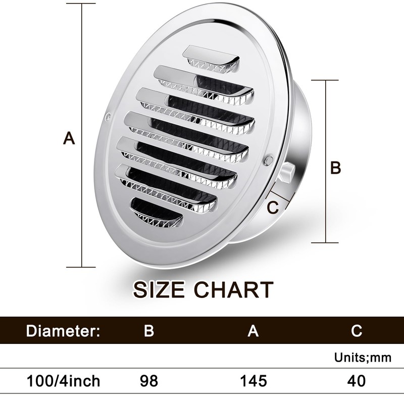 Zonon 24 Pcs Stainless Steel Soffit Vents 4 Inch Round