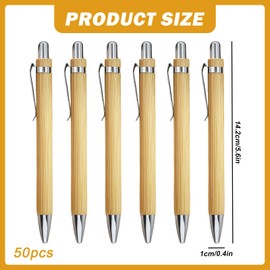 GOEDCH Pack of 50 Wooden Retractable Ballpoint Pens: Bamboo Wooden Ballpoint Pen Set, Bamboo Ballpoint Pen Writing Instrument with Sustainable, Natural, Environmentally Friendly, Plastic-Free for