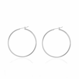Kritz Women's Creole Earrings Thin in Silver Hypoallergenic - Earrings Endless Hoop Earrings Circle Large 30 40 50 70 mm Stainless Steel Silver-Plated - Jewellery Gifts for Women, Stainless Steel
