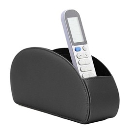 Remote Control Holder with 5 Pockets, PU Leather Desktop Organiser, Multifunctional Remote Control Organiser, Large Holder for Remote Controls, Make-Up, Makeup Brushes and Office Supplies (Black)