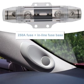 YINETTECH 250Amp 0/2/4 Gauge AWG ANL Fuse with Holder Single ANL In-Line Fuse holder Satin Nickel Plated 3-Piece Design for Cars Ships Car Audio Etc