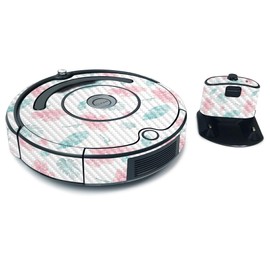 MightySkins Carbon Fiber Skin for iRobot Roomba 675 Max Coverage - Paper Flowers | Protective, Durable Textured Carbon Fiber Finish | Easy to Apply, Remove, and Change Styles | Made in The USA