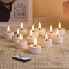 Eywamage White LED Tealights with Remote Batteries, Flickering Flameless Tea