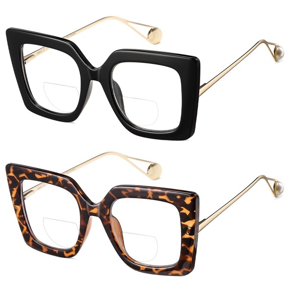 Kafirlo Oversize Bifocal Reading Glasses Women Cat Eye Blue Light