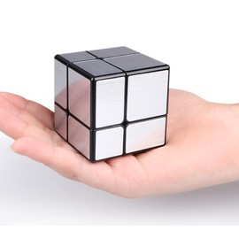 Mirror Speed Magic Cube 2X2 Puzzle 2x2x2 Speed Cube QiYi Toys 2x2 Speed Cube Magic Puzzle Cube for Children and Adults Silver