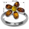 Sterling Silver Multicolor Flower Amber Ring