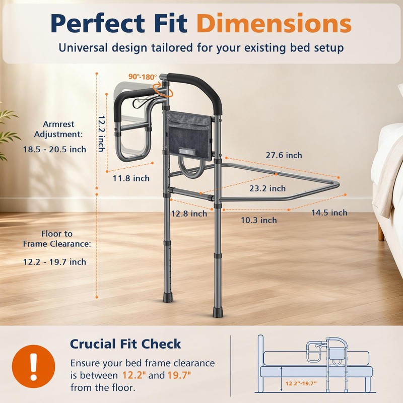 FITGOT Bed Rails for Elderly Adults Safety, 400lb Assist Rail