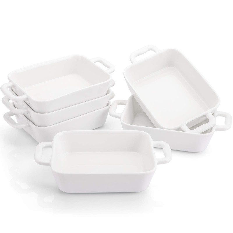 Foraineam 6 Pieces Bakeware Set, White Porcelain Souffle Dishes Creme