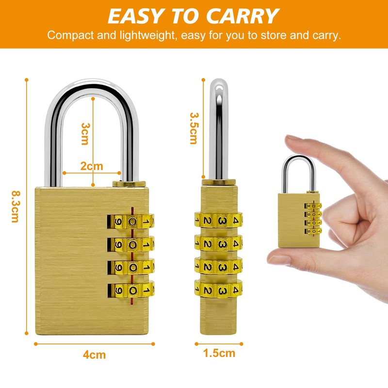 weiclianhp Padlock with Combination Code, Combination Lock Made of Brass,