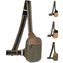 DOMAT Men's Shoulder Bag, Shoulder Crossbody Bag, Carry Bag, Retro Waxed Canvas Chest Bag, Suitable for Outdoor Sports, Daily Leisure and Travel Shoulder Bag, Army Green