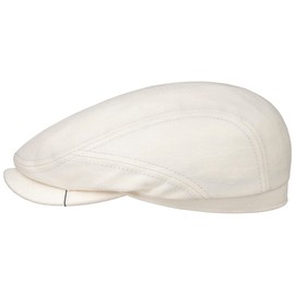 Stetson Lightweight Driver Flat Cap – Plain Hat – Elegant Linen Cap – Made in Germany – Breathable and Skin-friendly for Men – Spring/Summer, cream white
