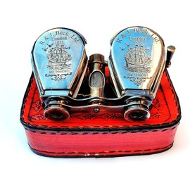 SUGRA ART Vintage Antique Vintage Spy Glass Old Brass Binocular for Adults and Kids for Bird Watching, Black