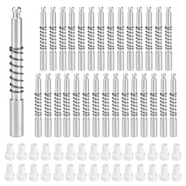 30 Pack Window Screen Plunger Latches 5/32" x 1-1/2", Plunger Retainer Pins for Aluminum Window Screens with Cap and Spring, Screen Plunger Latch Clips Replacement Parts, White