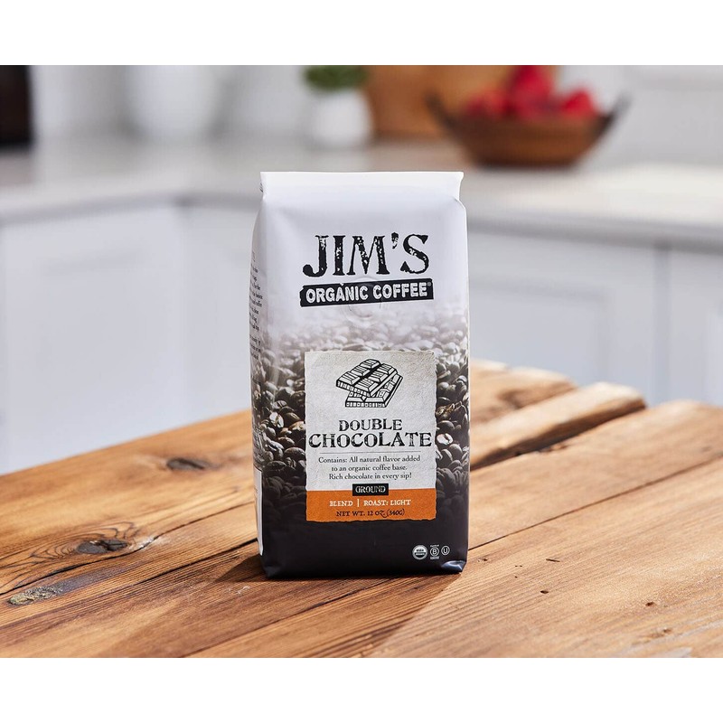 Jim’s Organic Coffee – Double Chocolate: Ground All Natural Flavored