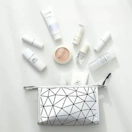 KAIQIZON Lingge portable makeup bag with large capacity for girls, PU waterproof toiletries bag, travel bag, cosmetics storage bag (Pink)