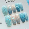 [High Quality Summer Nails] Deep Blue Ocean Handmade Nail Tips