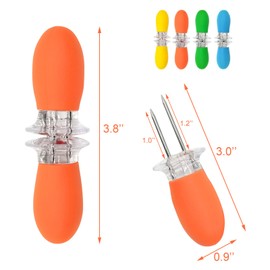 Juxiamal 8pcs Stainless Steel Corn Holders Fork Strong Corn on the Cob Holders Skewers with Multi-Colour Chunky Handle for BBQ Home Cooking Picnics Parties (4 Colors)