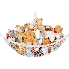 Stuffed Animal Net Hammock for Plushie Toys, Stuffed Animal Hammock Corner for Kids' Room Decor, Ideas for Organizing Stuffy Collection, 1 Pack, White