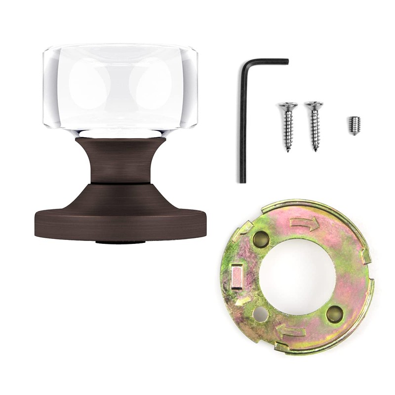 Dummy Round Crystal Door Knobs Venetian Bronze Round Rosette