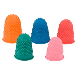 Berolle 5 Sizes Rubber Finger Tips 5 Colors Rubber Finger Thimbles Rubber Finger Pads for Money Counting, Writing, Sorting Task to Protect Finger Tip & Gripping Aid (5)