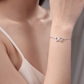 GW Women's Bracelet with Heart Pendant Zirconia Silver Bracelet Women's Jewellery Gifts for Women Mum Best Friend, 2017